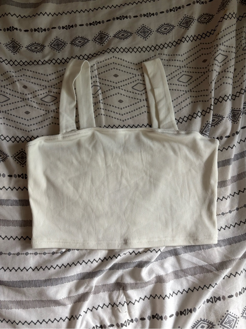 Amazon White Ribbed Crop Tank Top